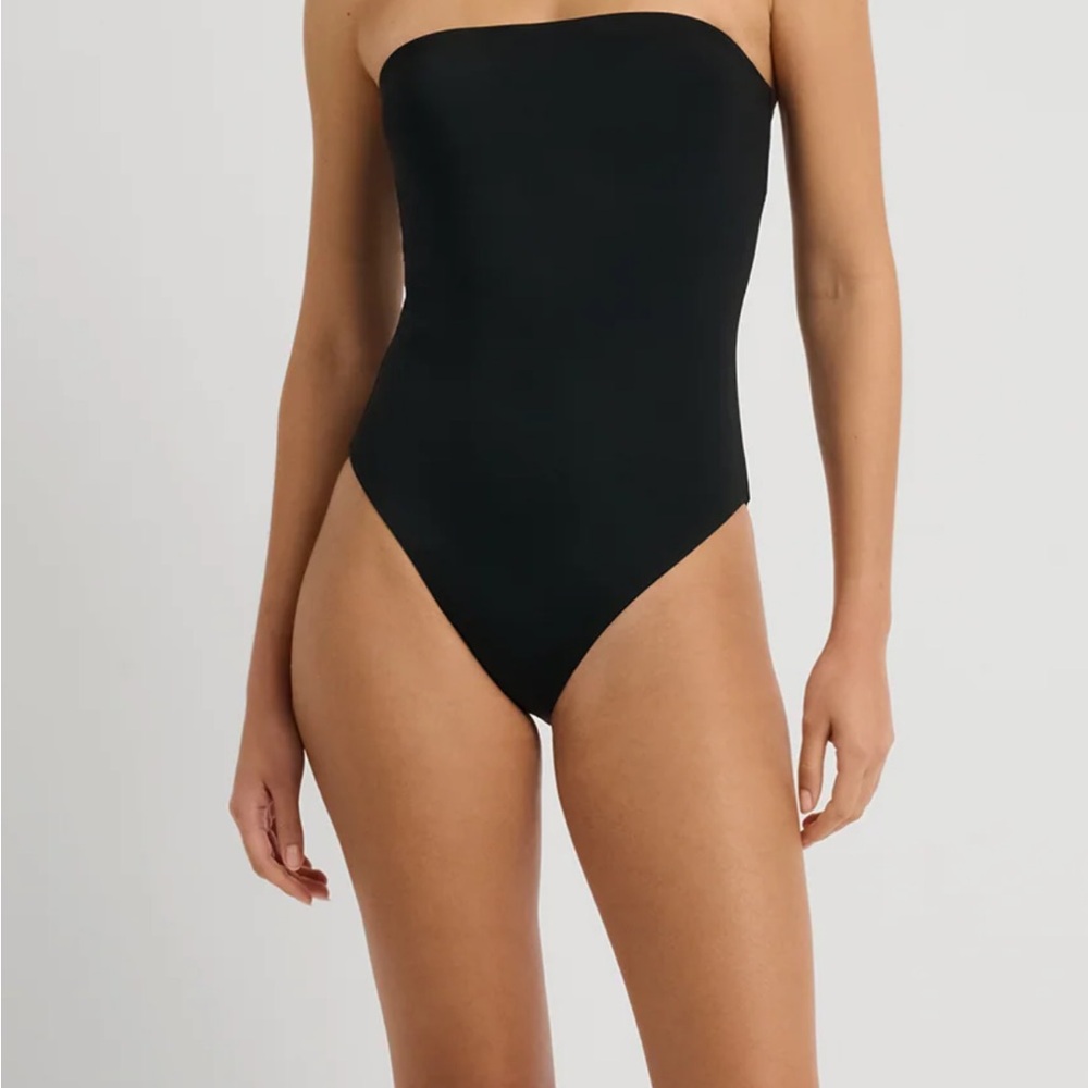 Onia “Bardot” Black Strapless Swimsuit